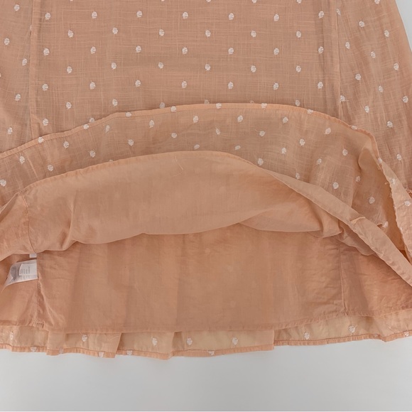 Loft Peach Embroidered Polka Dot Boho Tie Back Flounce Dress, XS - Picture 15 of 16